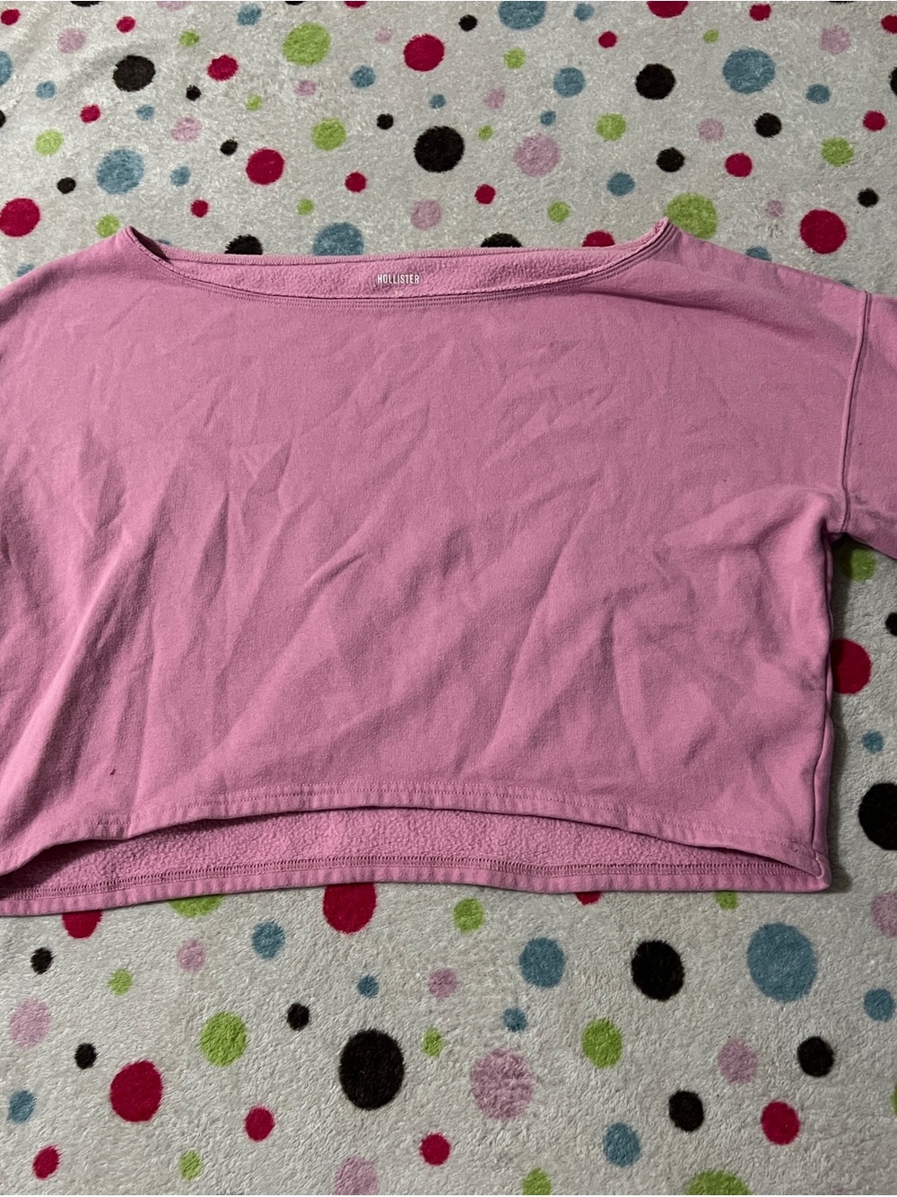 Hollister Lavender Pink Cropped Boatneck Top